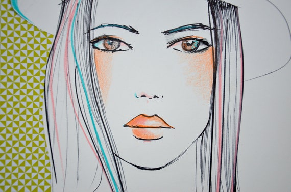 Dessin femme au chapeau couleurs douceur art