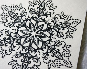 Christmas Card, Snowflake Christmas Card Set, Greeting Card, Set of 5 cards