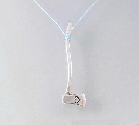 Love Axe Necklace heart stamped silver axe badass elegance