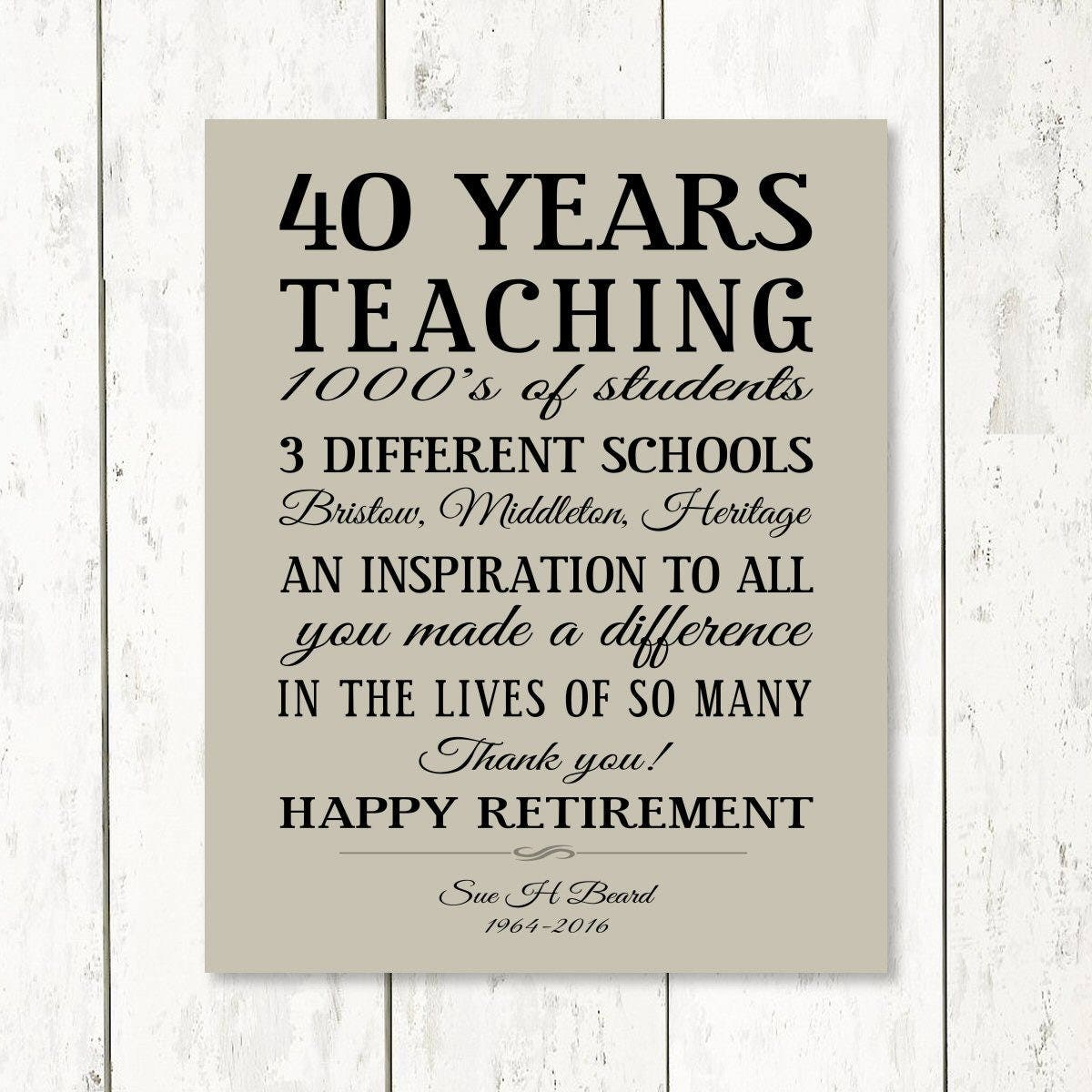 Retirement Gift Teacher Personalized CUSTOM Teachers