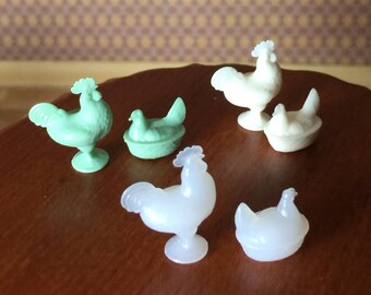 Choice of Three Different Colors of Hens and Roosters for Your One Inch Scale Dollhouse by Chrysnbon