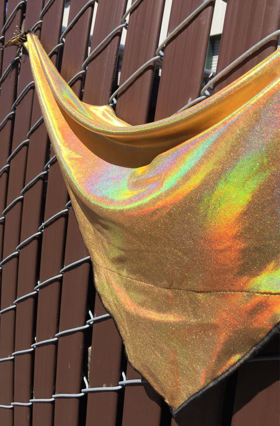 HoloGold: Solid Holographic Gold Bandana w/ Rainbow sheen & Hidden Stash Pocket