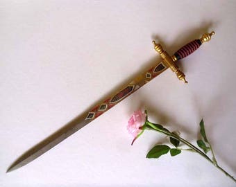 Large Toledo sword letter opener Vintage brass small decorative sword Made in Spain