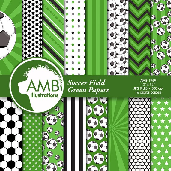 Sports Digital Paper, Soccer Papers and Backgrounds, Football Field