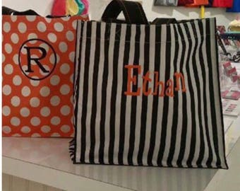 Embroidered Halloween Bag - Kids Halloween Totes - Halloween Candy Bags - Polka Dot Bag - Halloween Buckets Personalized - Tote Bag