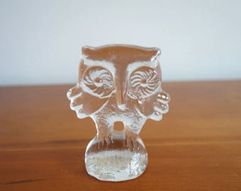 Vintage Glass Owl, Kosta Boda Owl, Kosta Boda, Mid Century, Swedish Art Glass, Erik Hogund, Figurine, Paperweight, Bertil Vallien