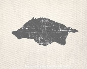 Razorback SVG, Razorback art print, Razorback decal, Razorback DXF, Distress Svg Vintage SVG Svg files for Cricut Explore. Silhouette Cameo.