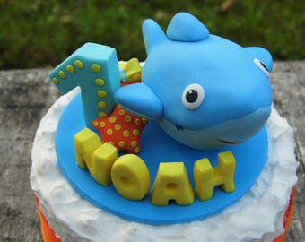 Shark cake topper, Birthday cake topper, 1st cake topper, Shark theme birthday, Blue birthday, Boy birthday, Boy cake topper, Shark figurine