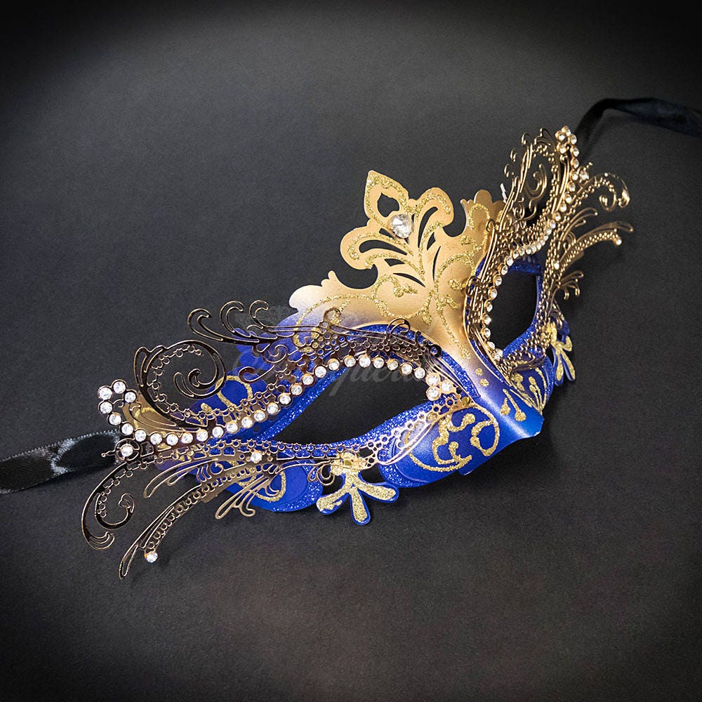 New Masquerade Mask Royal Blue/Gold Masquerade Mask