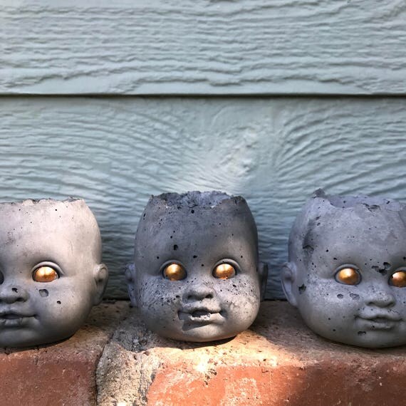 Mini -PeaboZombie Baby Doll Head Planter - Hypertufa