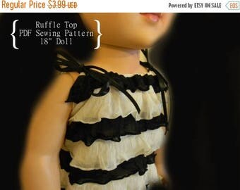 75% OFF SALE PDF Sewing Pattern fits 18" American Girl Doll Clothes - Summer Style Ruffle Top