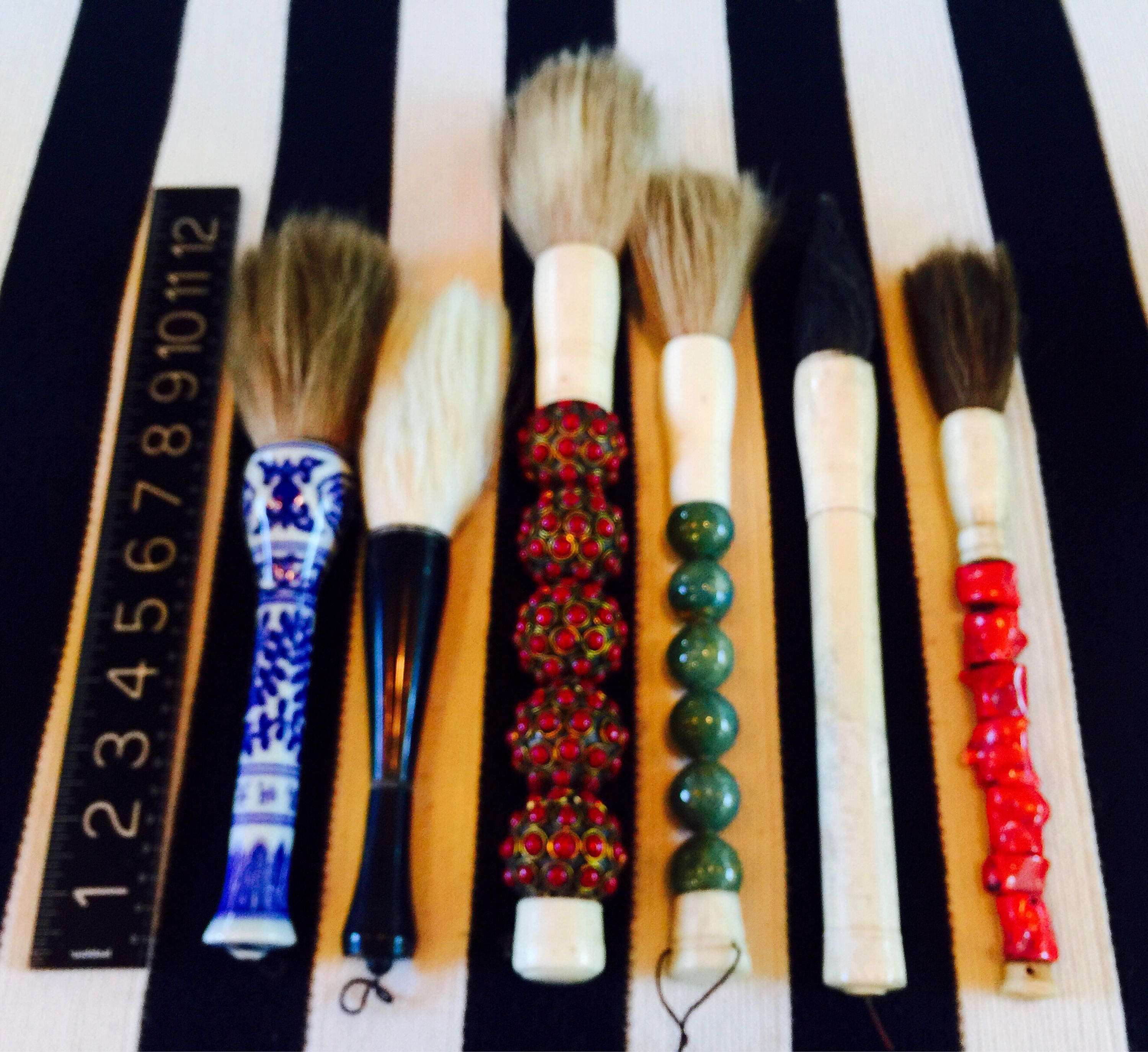 Vintage Japanese Calligraphy Brushes in Choice of Blue & White