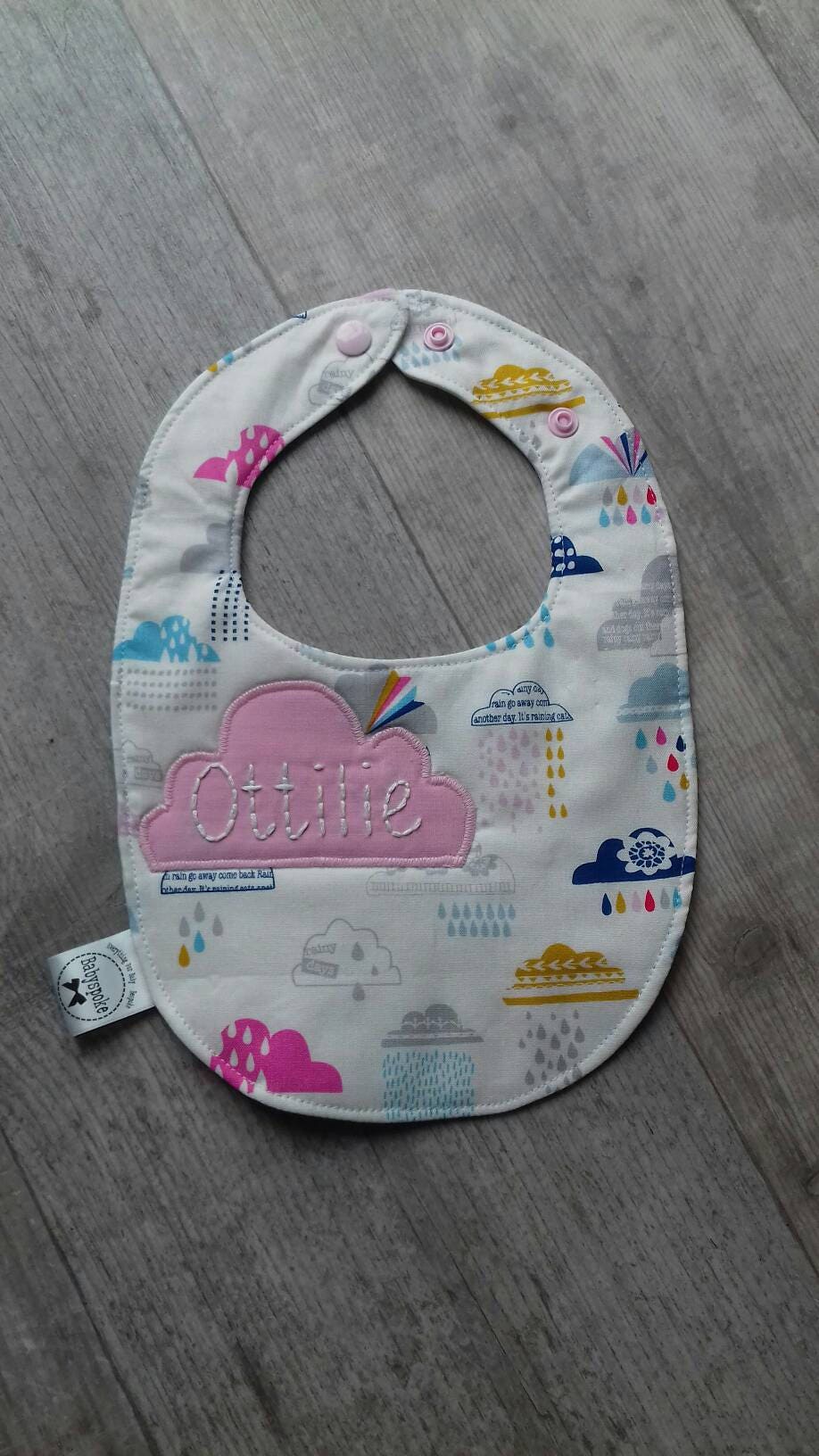 Personalised baby bib custom name burping dribble bib