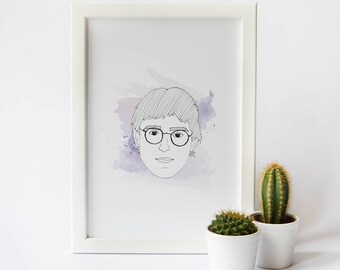 Louis Theroux Print · Louis Theroux Minimal Illustrated Print · TV Documentary Louis Theroux Portrait Print