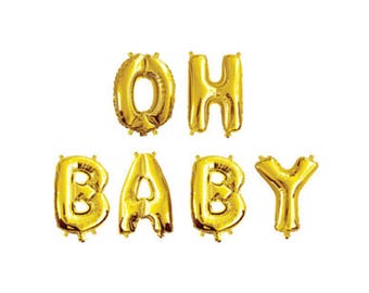 Baby Shower Balloon Banner, 16" OH BABY Balloon, Baby Shower Decoration, Letter Balloons, Balloon Banner, Gold Letter Balloons