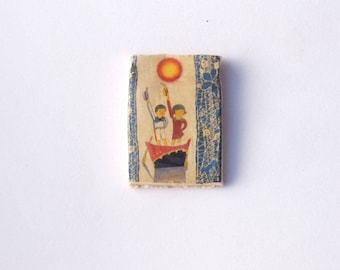 Japanese Childrens Book Illustration, Takeo Takai, Ceramic decal, indie jewelry supply, square pendant,vintage decal image, Donna perlinplim
