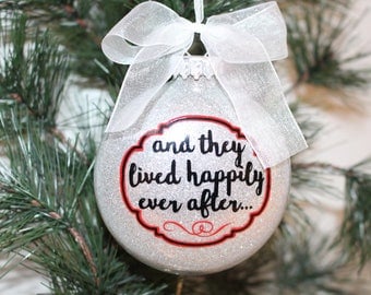 Wedding Ornament, Engagement Christmas Ornament, Bridal Gift, Glass Ornament Gift