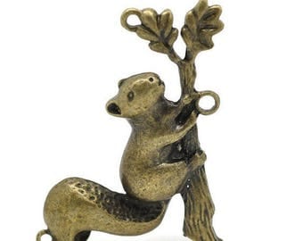 1 bronze squirrel charm