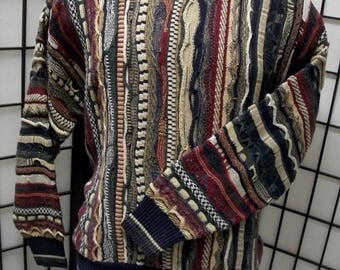 Vintage men's COOGI Style Cosby sweater striped by Florence Tricot Large L