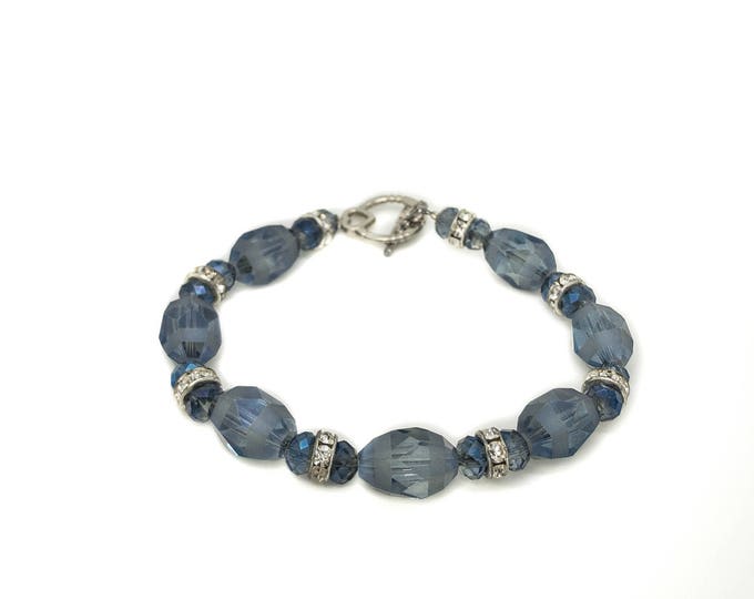 Blue crystal bracelet, blue bridal bracelet, dark blue bracelet, indigo blue bracelet, blue crystal jewelry, dark bridal jewelry