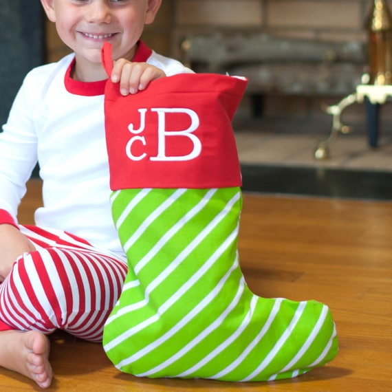 Striped Christmas Stocking holiday stocking personalized