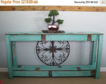 SALE Rustic Sofa Table in Farmhouse Aqua