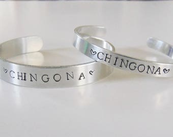 Chingona cuff bracelet (chingona bracelet, chingona cuff, latinx bracelets, stamped cuff)