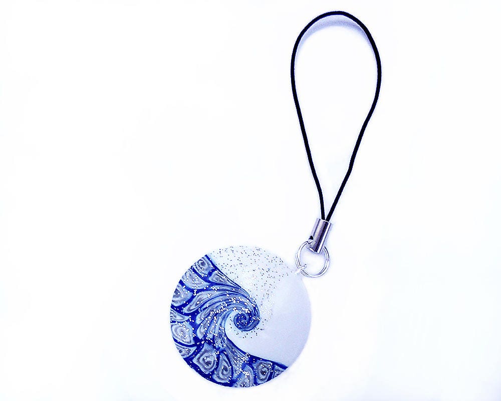 Blue Keychain Light Blue Keychain Spiral Keychain Pendant