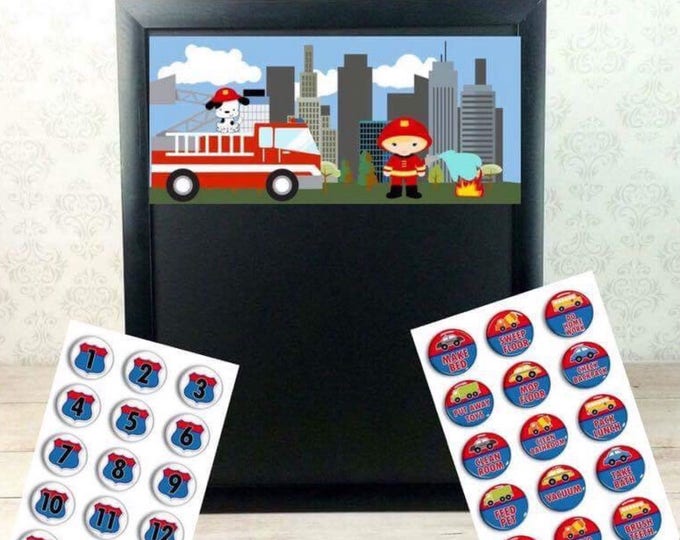 Police and firefighter chore chart - Magnetic Chore Charts - Magnetic Chalkboards - Kid's Chore Chart - Job Chart - Family Organization