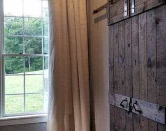Pair of Blackout Lined Burlap Curtain Panels in Natural, White or Navy - 28" Wide