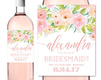 Bridesmaid Wine Labels, Will you be my Bridesmaid, Bridesmaid Wine Bottle Labels, Bridesmaid Maid of Honor Gift, Wine Labels #CL131