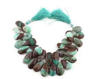 Clearance Sale 1 Strand Bio Chrysoprase Faceted Pear Drop Beads Briolettes - 18mmx13mm-25mmx15mm 8.5 Inches SB224