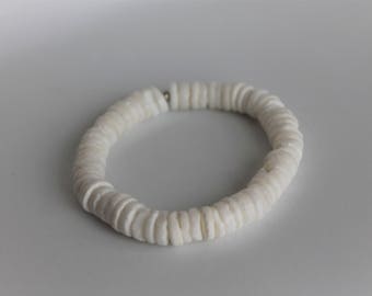 White Puka Shell Hawaiian Stretch Bracelet