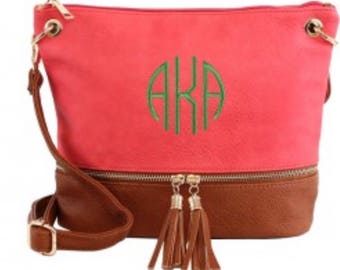 Two Tone Cross Body, Crossbody, Two Tone Purse, Coral Crossbody