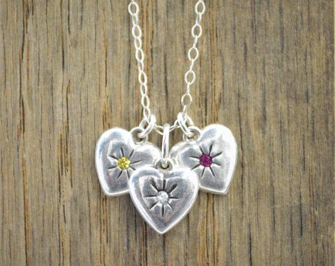 Alexandrite Necklace, Silver Heart Necklace, Mothers Necklace, Alexandrite birthstone Necklace , Dainty Heart Necklace, June Birthstone