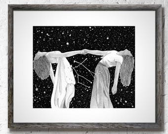 Zodiac Constellation Gemini Wall Art Decor, Gemini Birthday Wall Art Decor, Gemini Constellation Wall Art Decor, Star Wall Art, Stars, Space