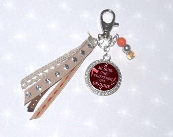 Jewelry bag/Keychain gift hairdresser who torn tones beige Brown