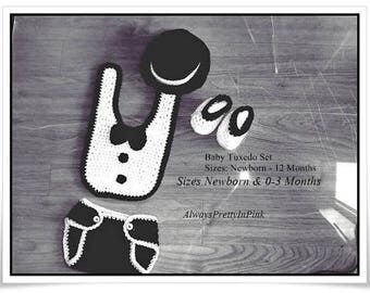 Crochet baby outfit, Baby boy clothes, Baby Tuxedo, Baby boy outfit, Baby prop, Newborn boy photo outfit, New baby Clothes