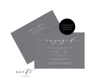 Calligraphed Engagement Invitation, We're Engaged Invite, Engagement Party Invitation, Rustic Engagement Party Invite, They're Engaged!