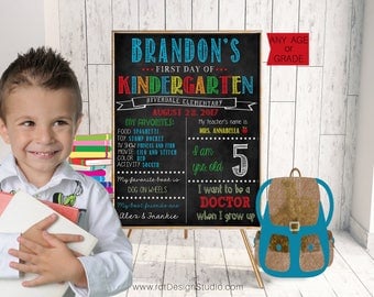 First Day of School Chalkboard Sign, First Day of School Sign, First Day of Kindergarten, Back to School Sign, Chalkboard Sign, D100-1