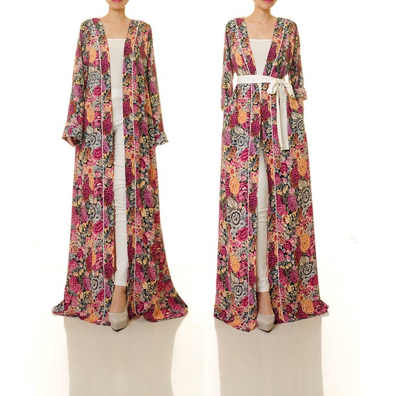 Floral Duster Jacket Floral Kimono Robe Long Sleeve Duster