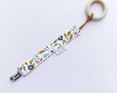 White Floral Pacifier Clip - Baby Girl Pacifier Clip - Pacifier Clip - Binky Clip - Soother Clip - Toy Clip - Universal Clip -Gender Neutral