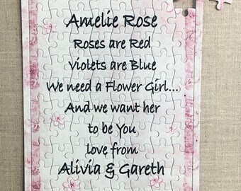 Personalised Jigsaw Will you be my Flower Girl Bridesmaid Gift Puzzle W295