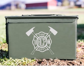 Ammo Box with Firefighter design and Monogram