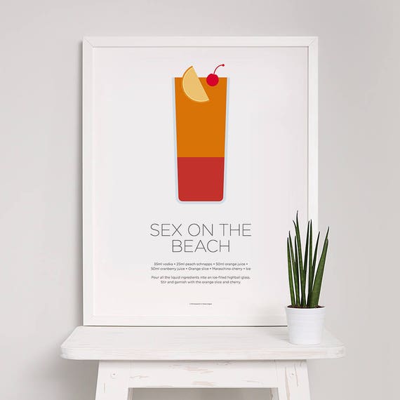 Sex On The Beach Cocktail Print Cocktail Art Cocktail 