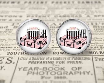 Chanel Inspired Monogram Glass Stud Earrings, Monogrammed Jewelry, Personalized Earrings, Initial Earrings, Perfume Stud Earrings