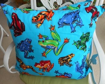 Turquoise Coqui Frog Pillows. size 20x20"; 20.00 each