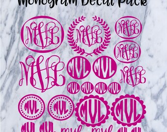Monogram Decal Sheet, Monogram Decal Pack, Monogram Sticker Sheet, Back to School Monogram Sheet, Back to School Monogram Pack