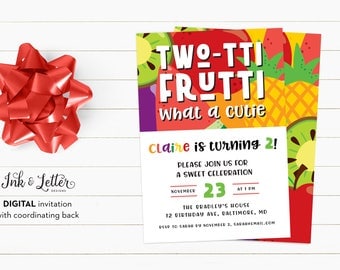 Twotti Frutti Birthday Invitation - Tutti Fruitti Birthday Printable - Second Birthday - Birthday Invitation - Printable Invitation