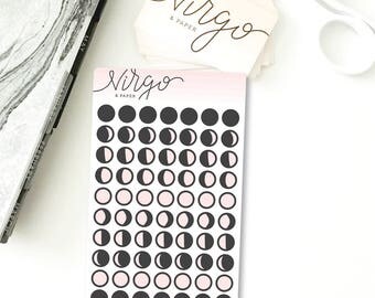 Mini Moon Phase Planner Stickers - Moon Phases, Space, Solar Eclipse Planner Stickers - Matte or Glossy Stickers MMP
